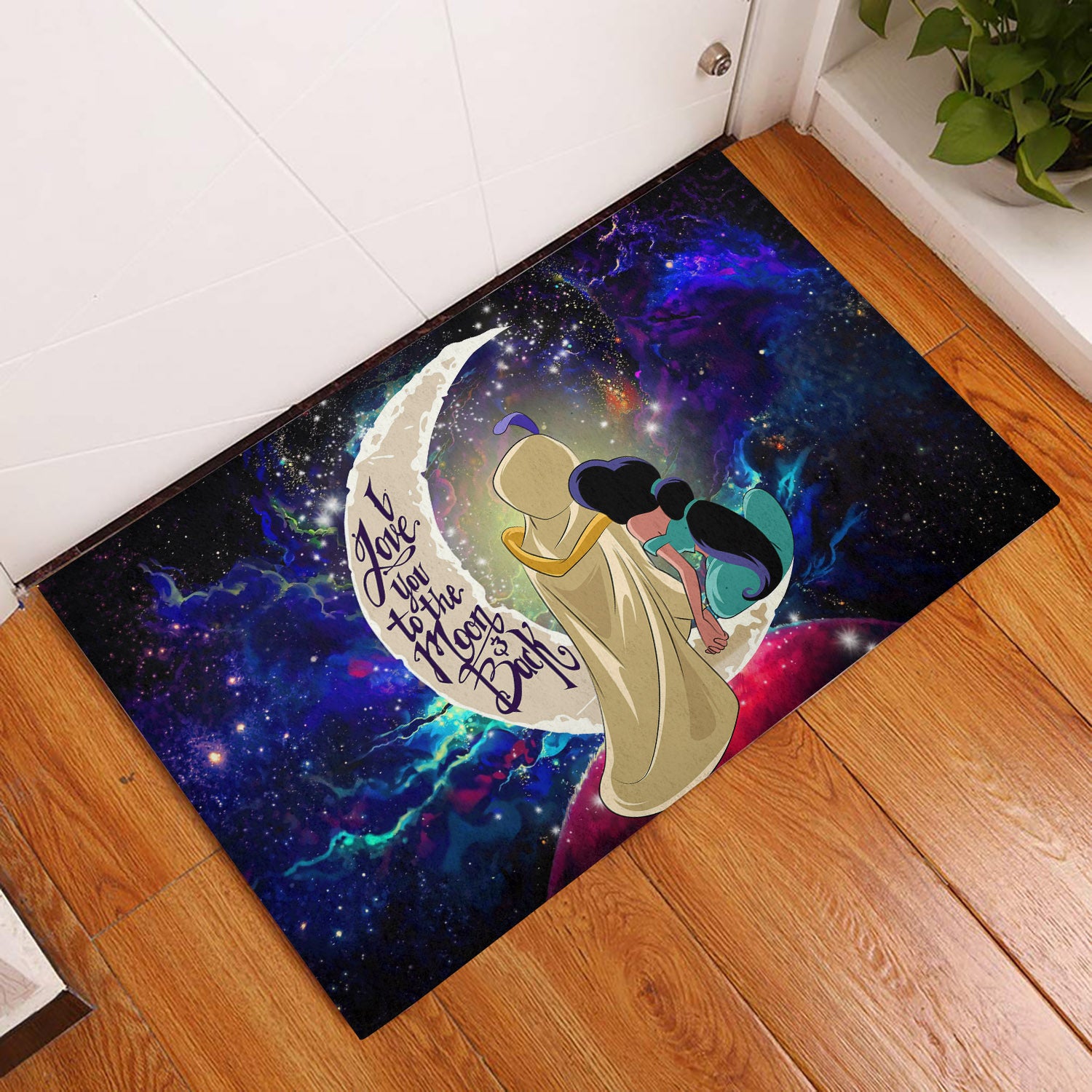 Aladin Couple Love You To The Moon Galaxy Back Door Mats Home Decor