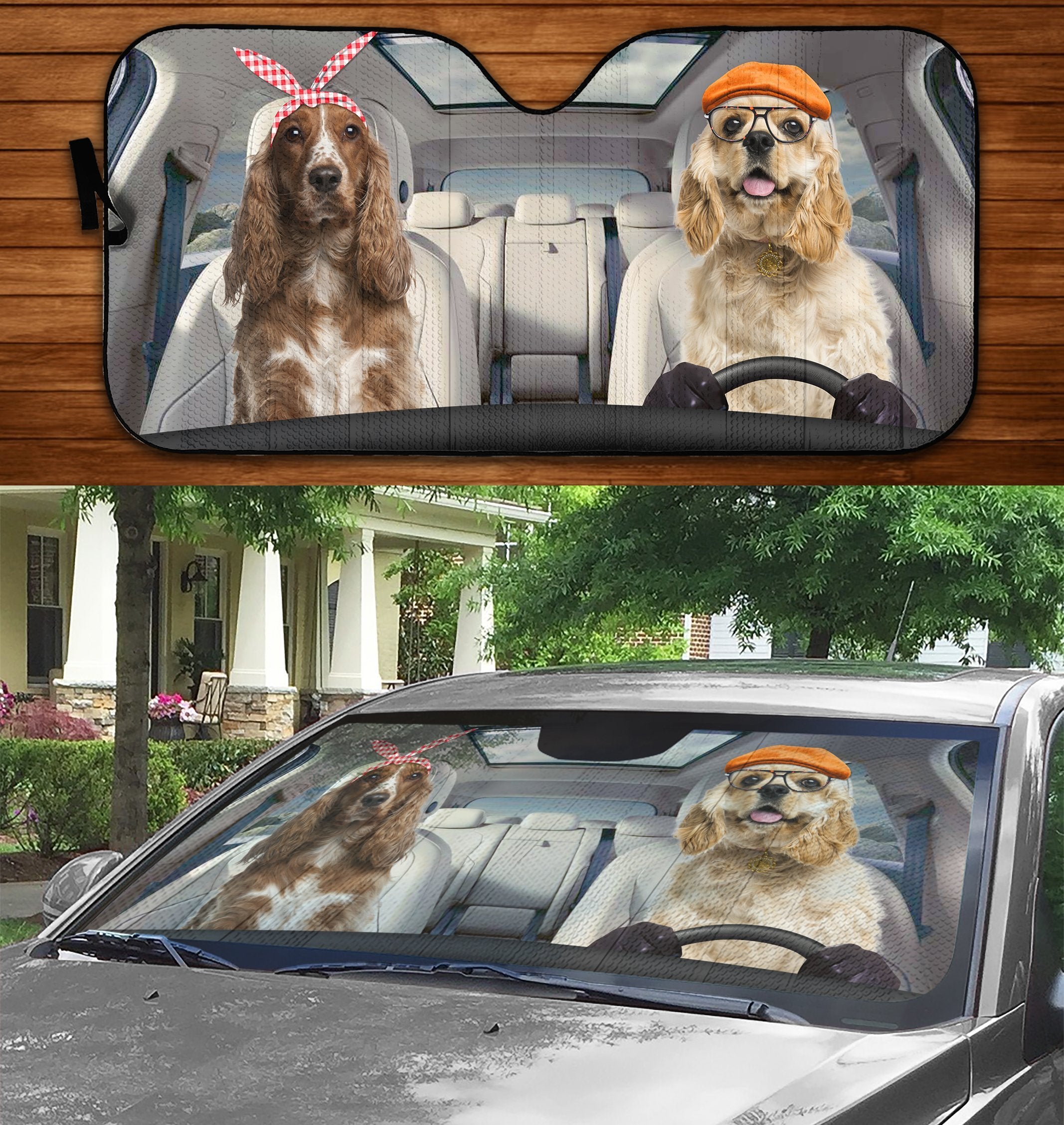 Two American Cocker Spaniel Family Car Windshield Auto Sunshade Amazing Best Gift Ideas 2021