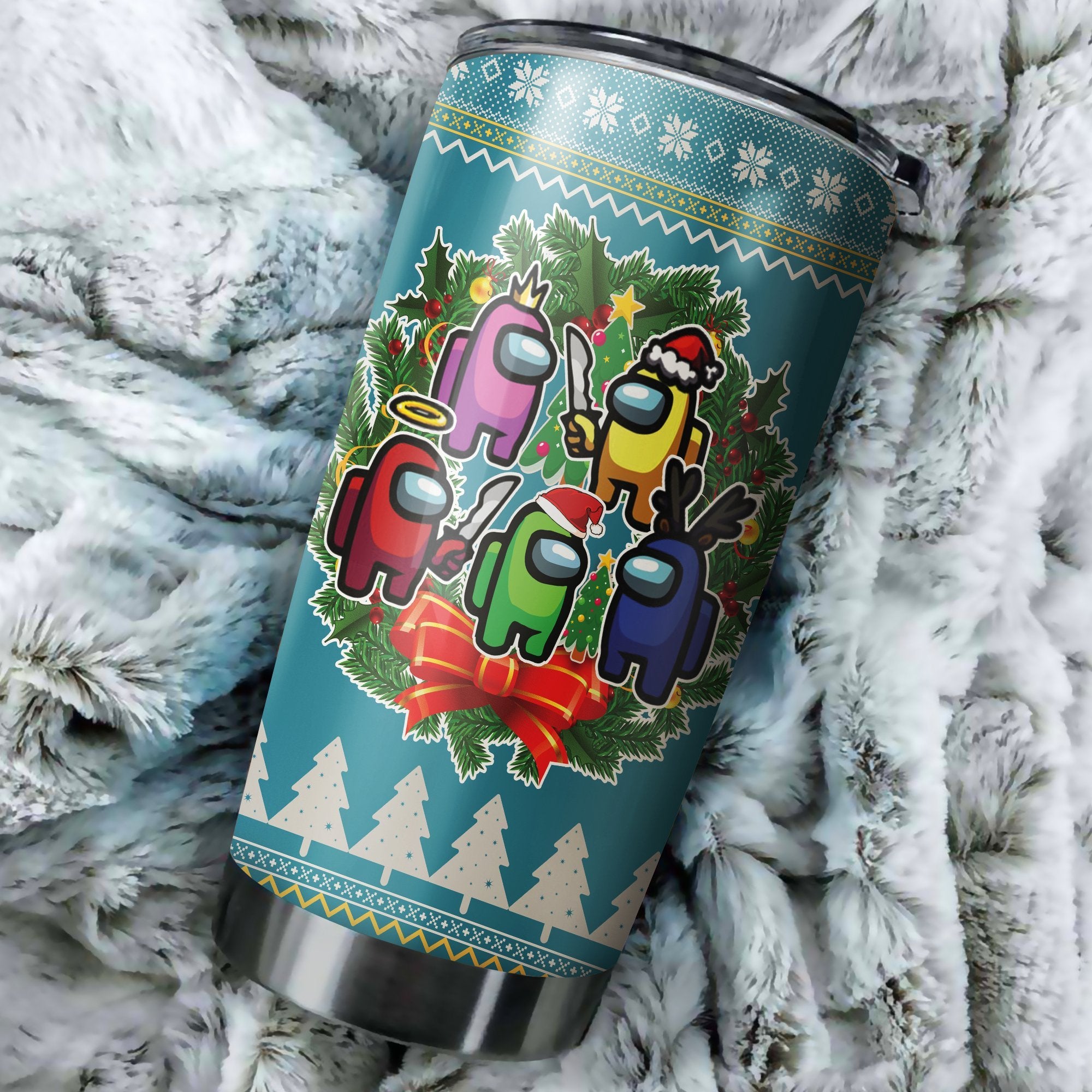 Among Us 3 Christmas Tumbler Perfect Birthday Best Gift Stainless Traveling Mugs 2021