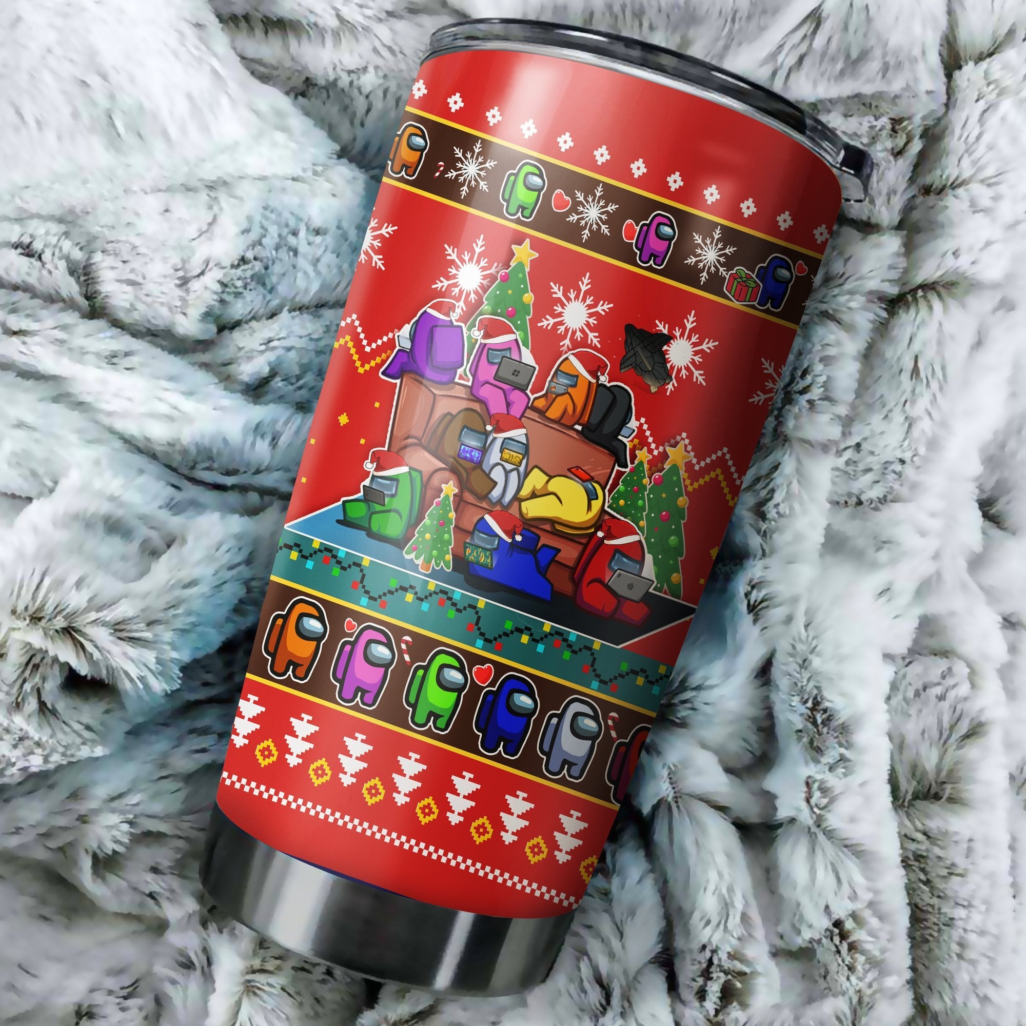 Among Us Christmas Tumbler Perfect Birthday Best Gift Stainless Traveling Mugs 2021