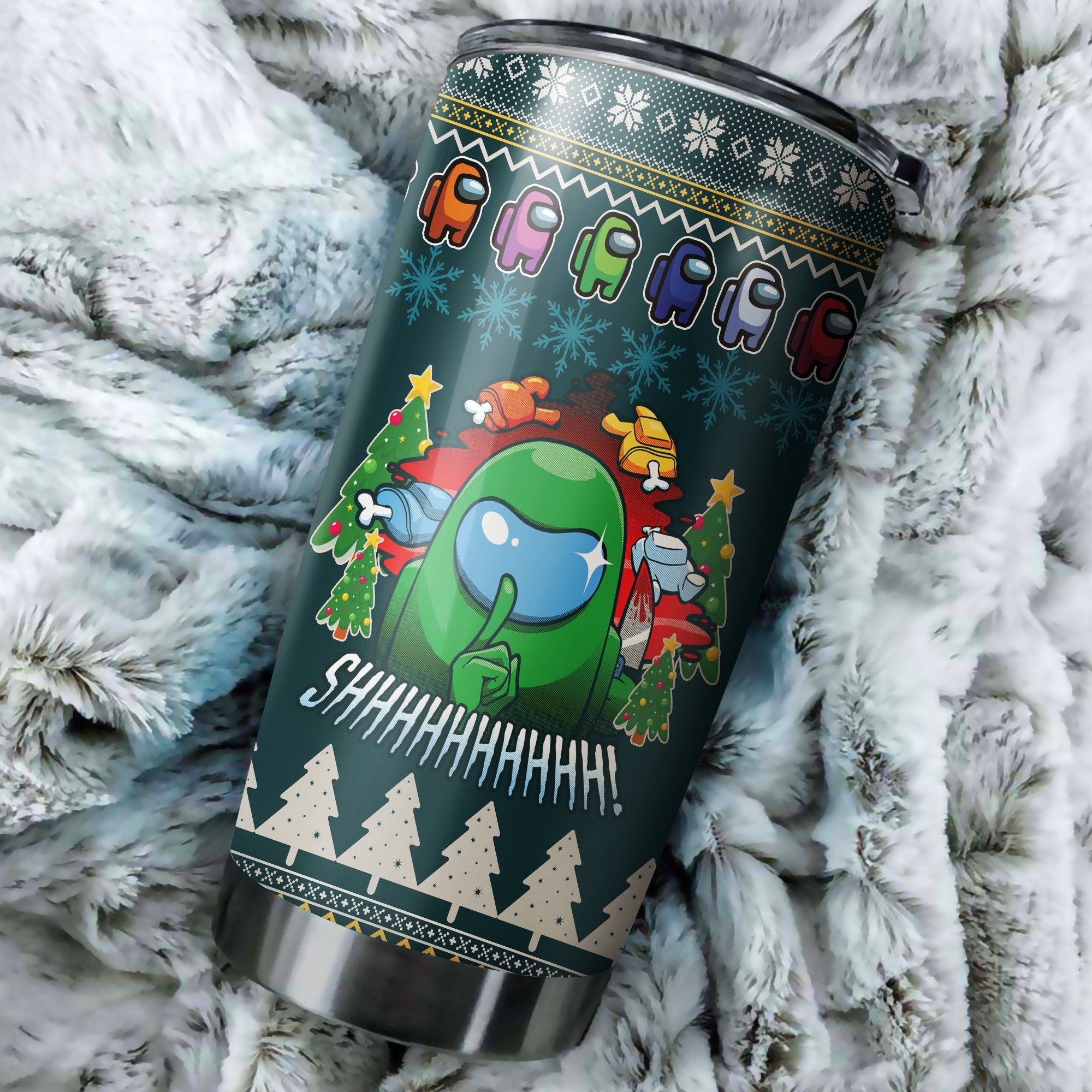 Among Us Shhhhhh Christmas Tumbler Perfect Birthday Best Gift Stainless Traveling Mugs 2021