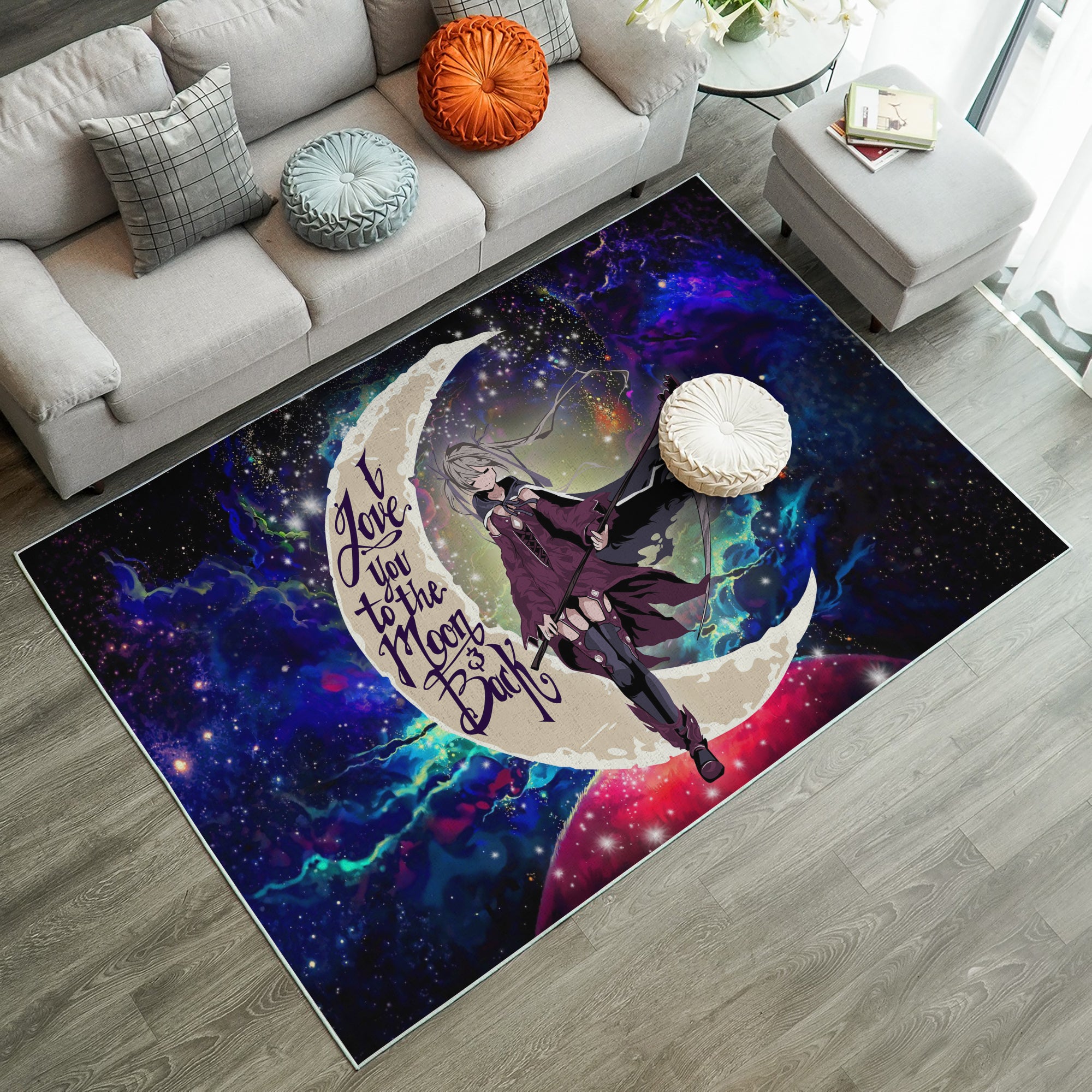 Anime Girl Soul Eate Love You To The Moon Galaxy Carpet Rug Home Room Decor