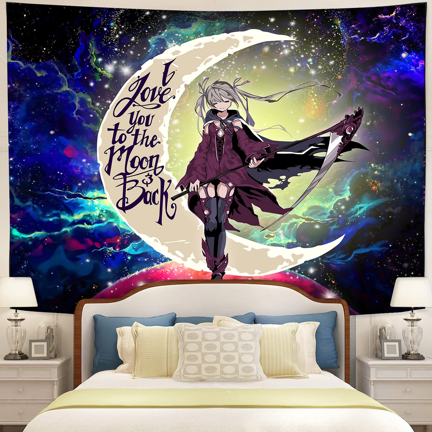 Anime Girl Soul Eater Moon And Back Galaxy Tapestry Room Decor