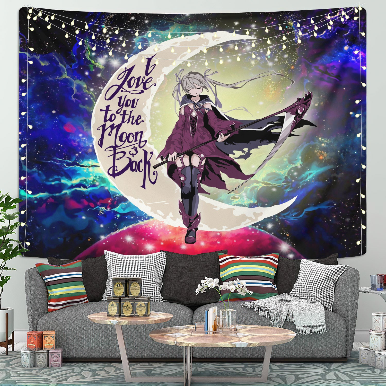 Anime Girl Soul Eater Moon And Back Galaxy Tapestry Room Decor