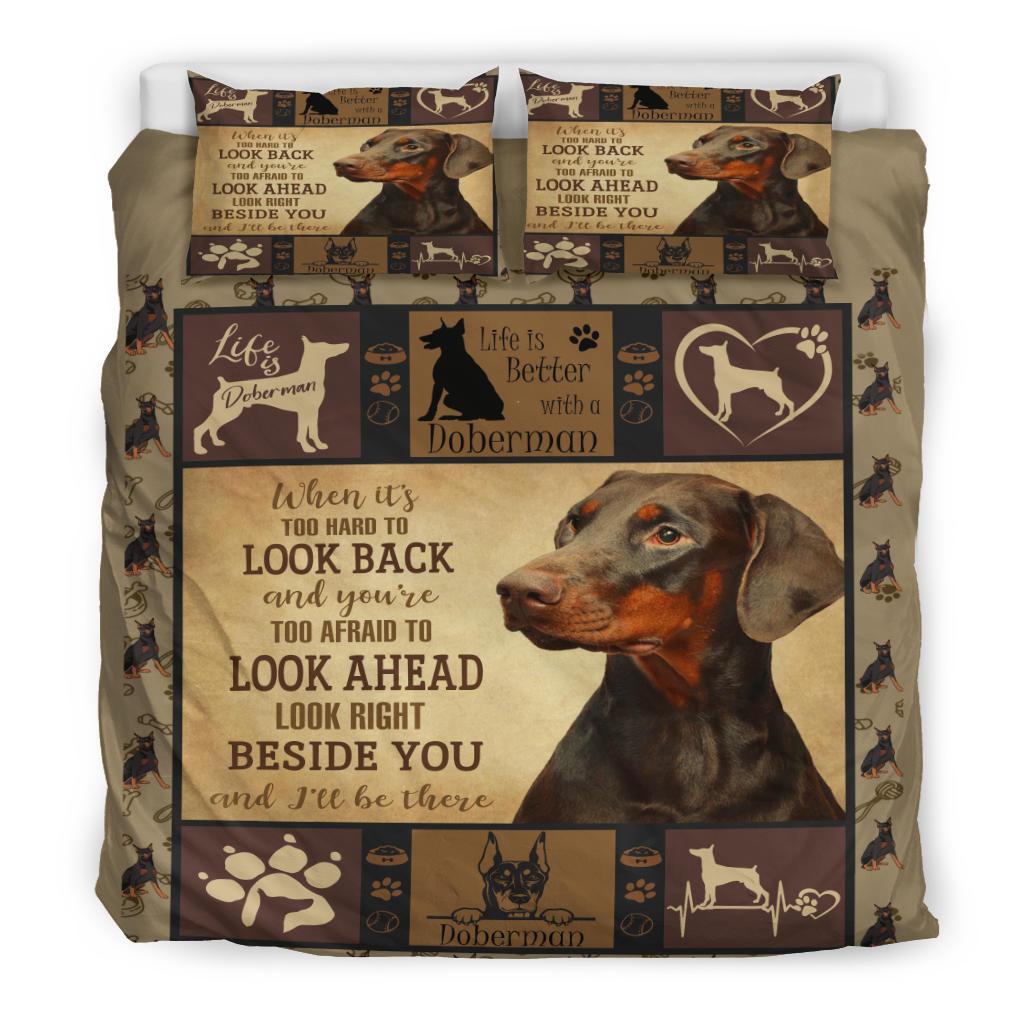 Doberman Dog Vq Quilt Bedding Duvet Cover And Pillowcase Set
