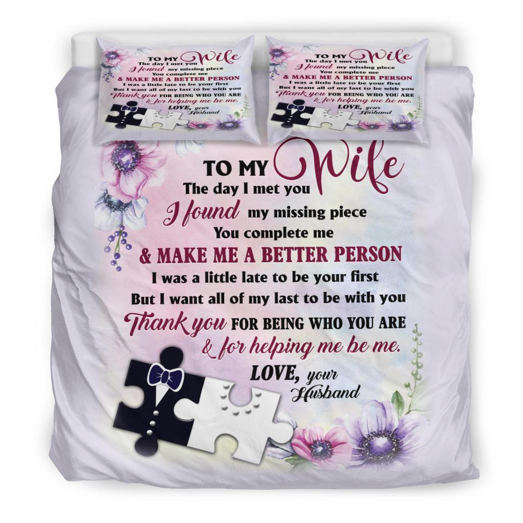 2022 To My Wife New Bedding Duvet Cover And Pillowcase Set