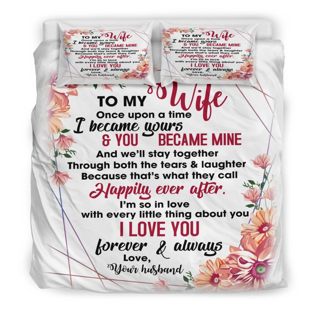 2022 To My Wife Quilt Bedding Duvet Cover And Pillowcase Set