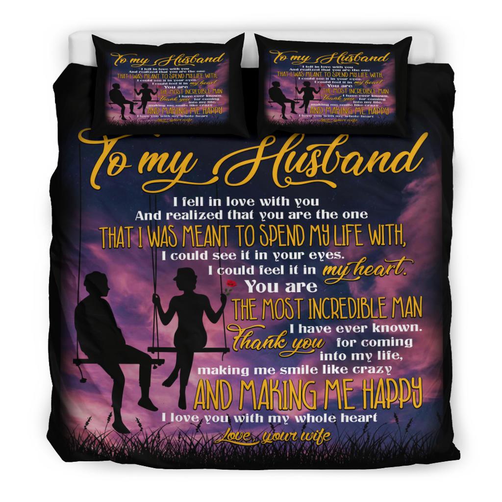 To My Husband Sky Quilt Bedding Duvet Cover And Pillowcase Set