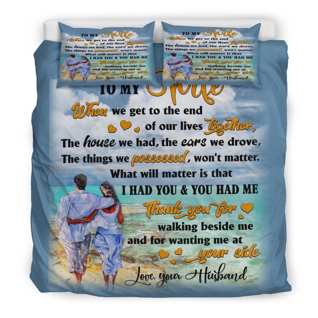 To My Wife Beach Art Bedding Duvet Cover And Pillowcase Set