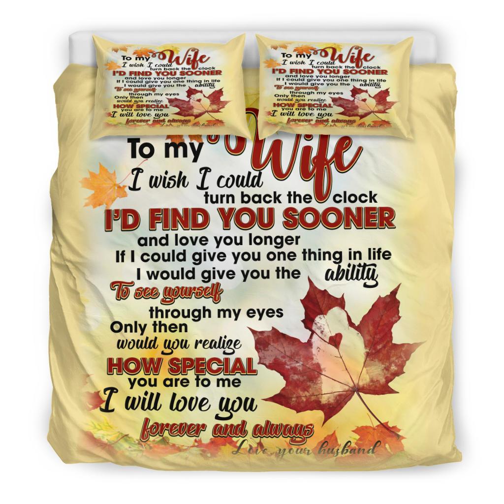 To My Wife Canada Maple Leaf Bedding Duvet Cover And Pillowcase Set