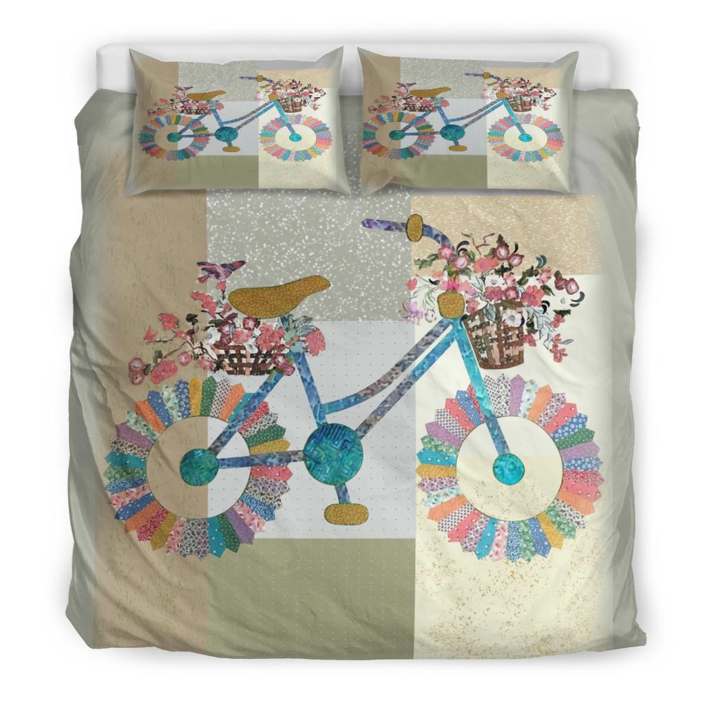 Bicycle Quilt Blanket Bedding Duvet Cover And Pillowcase Set