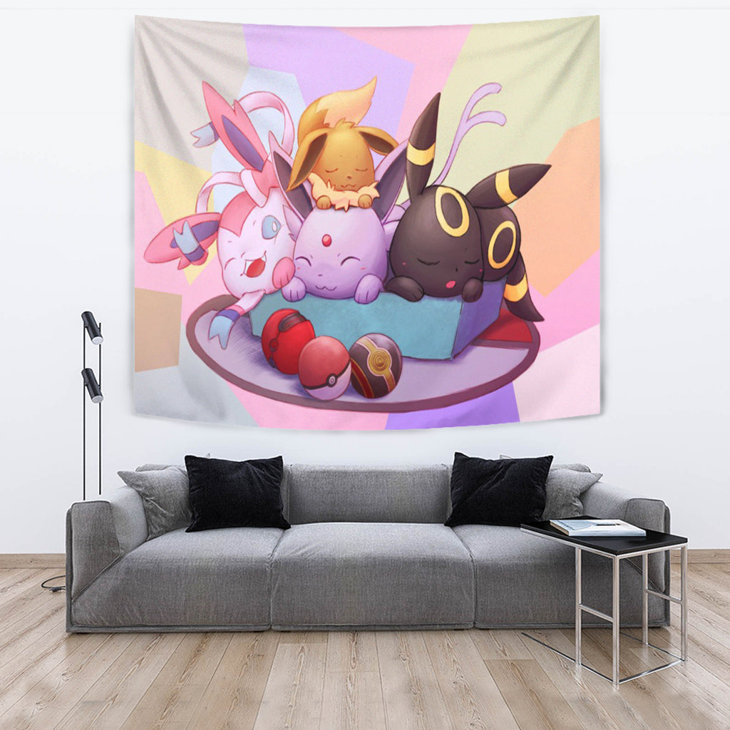 Pokemon Eevees Anime Tapestry