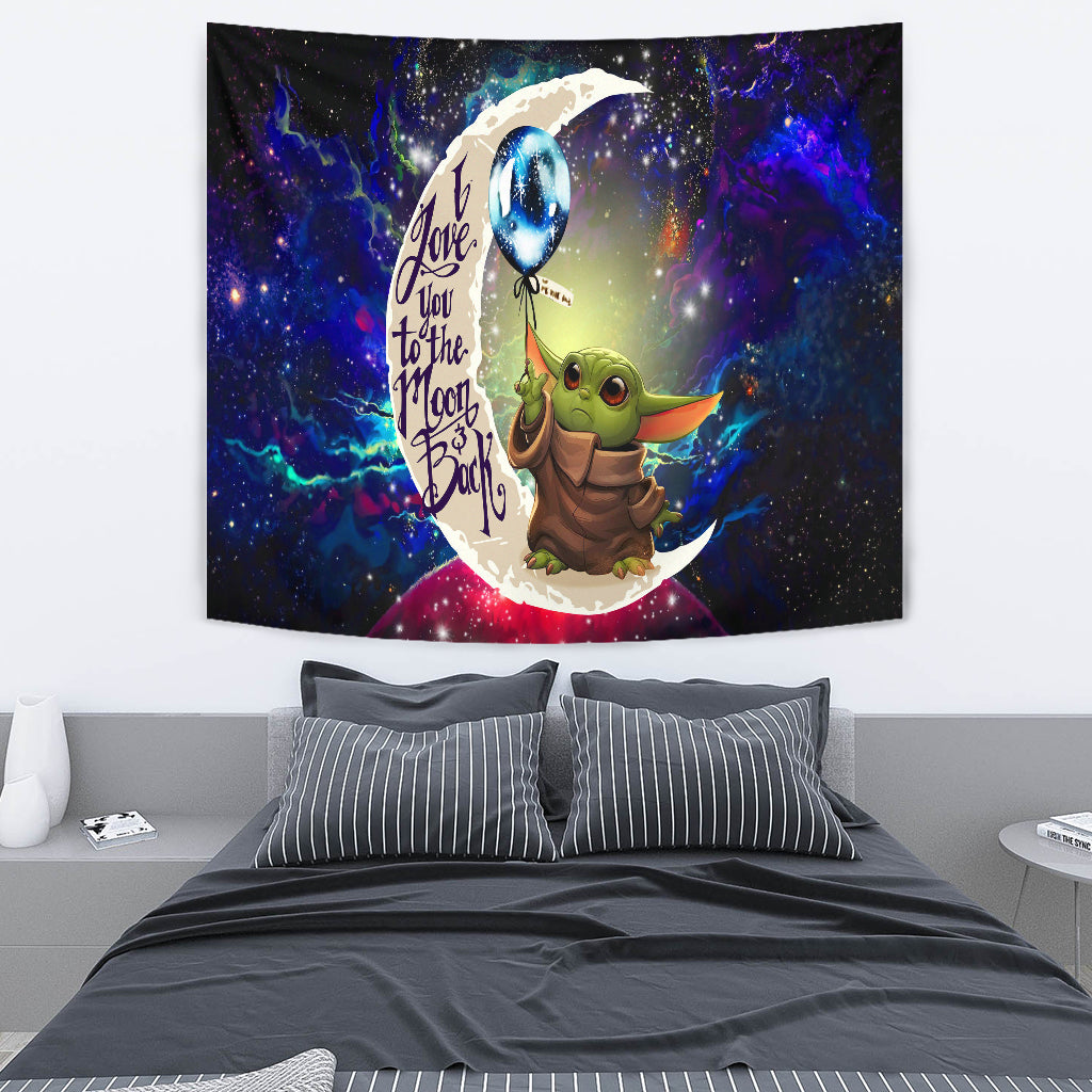 Baby Yoda Love You To The Moon Galaxy Tapestry