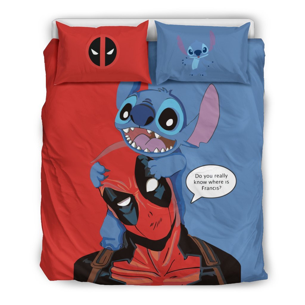 Stitch & Deadpool Bedding Set 11Duvet Cover And Pillowcase Set