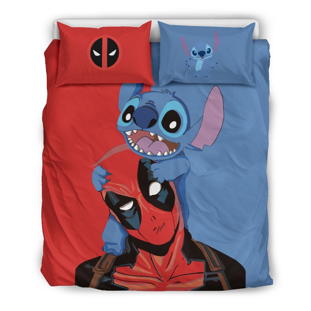 Stitch & Deadpool Bedding Set 15Duvet Cover And Pillowcase Set