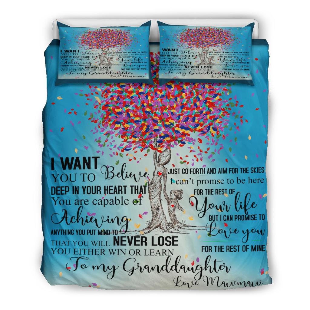 To My Grand Daughter Tree Bedding Duvet Cover And Pillowcase Set