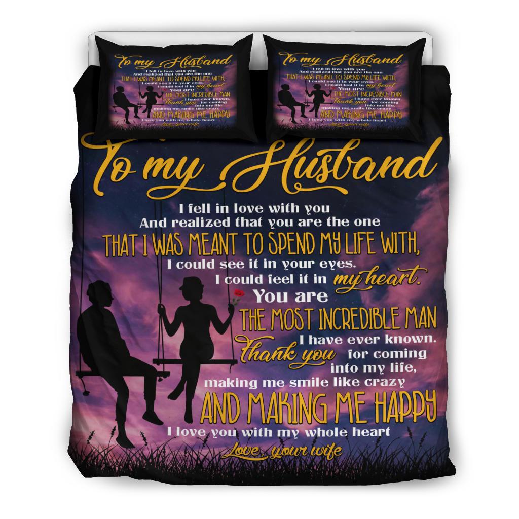 To My Husband Sky Quilt Bedding Duvet Cover And Pillowcase Set