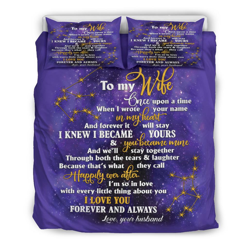 To My Wife Galaxy Bedding Duvet Cover And Pillowcase Set