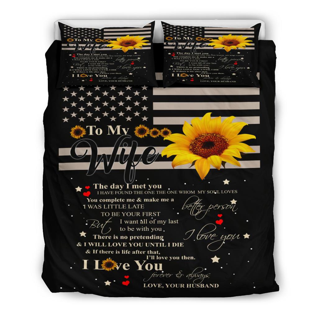 Quilt To My Wife Sunflower Bedding Duvet Cover And Pillowcase Set