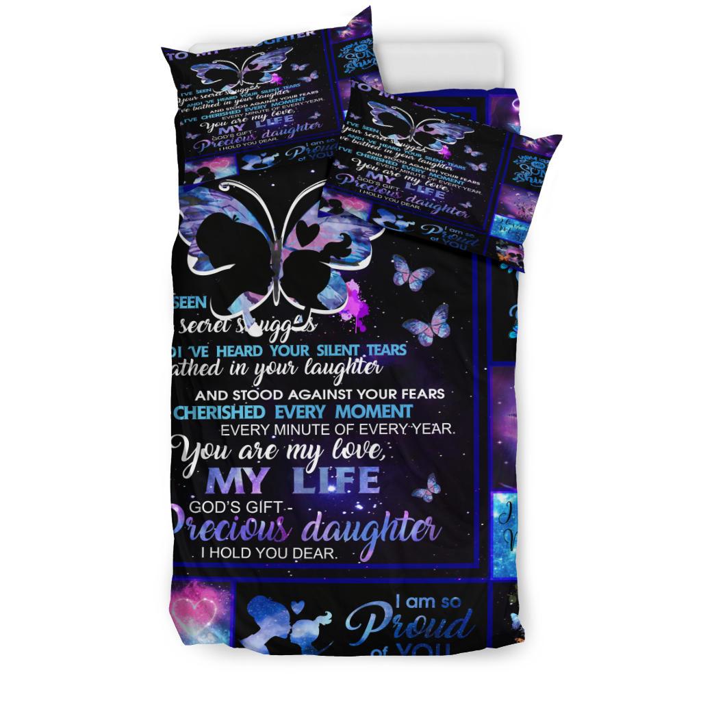 To My Daughter Butterfly Bedding Set Duvet Cover And Pillowcase Set