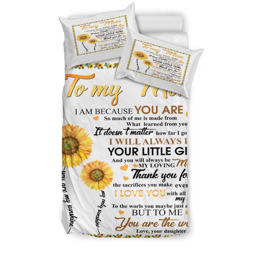 To My Mom Sunflower White Bedding Set Duvet Cover And Pillowcase Set