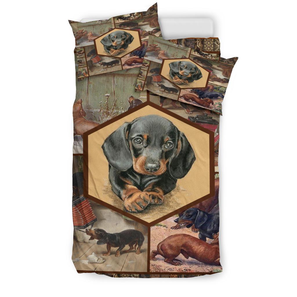 Dachshund Quilt Copy Bedding Duvet Cover And Pillowcase Set