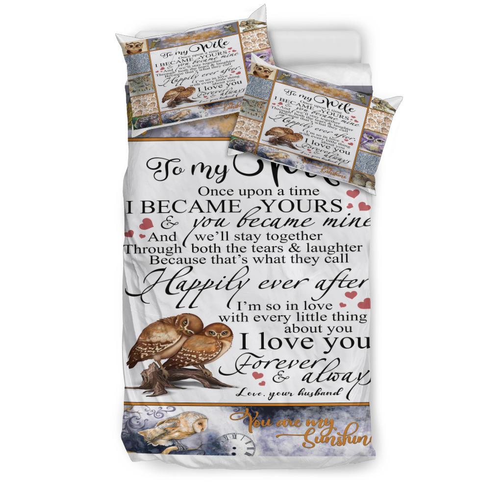 To My Wife Owl Bedding Duvet Cover And Pillowcase Set