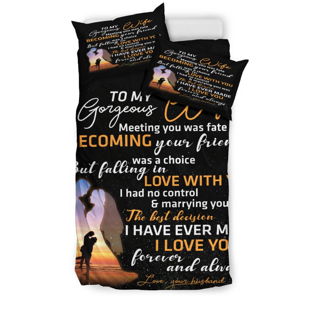 To My Gorgeous Wife Quilt Bedding Duvet Cover And Pillowcase Set