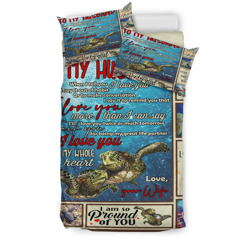 To My Husband Turtle Art Bedding Duvet Cover And Pillowcase Set