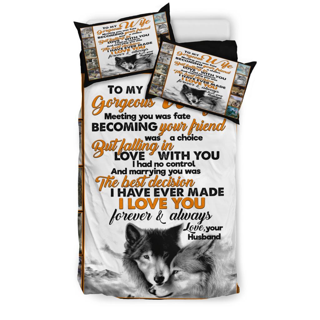 To My Husband Wolf New Quilt Bedding Duvet Cover And Pillowcase Set