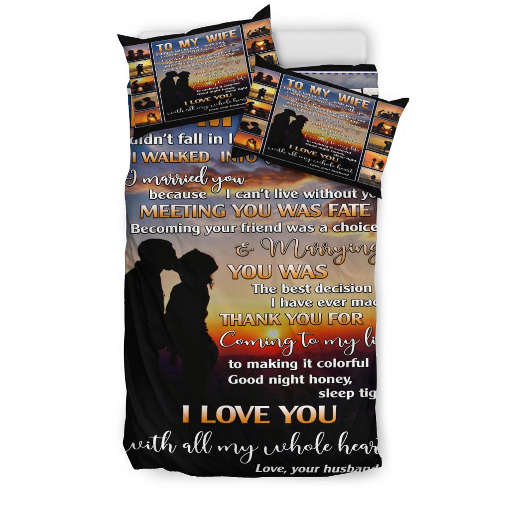 To My Wife Beach Sunset Bedding Duvet Cover And Pillowcase Set