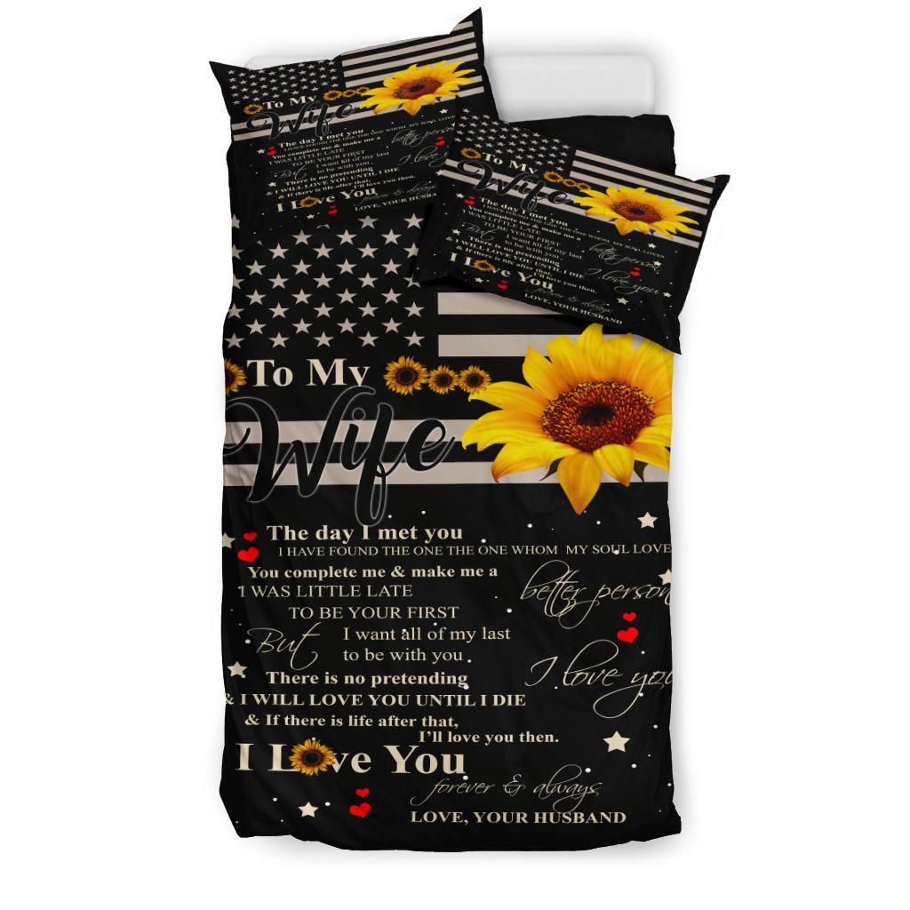 Quilt To My Wife Sunflower Bedding Duvet Cover And Pillowcase Set