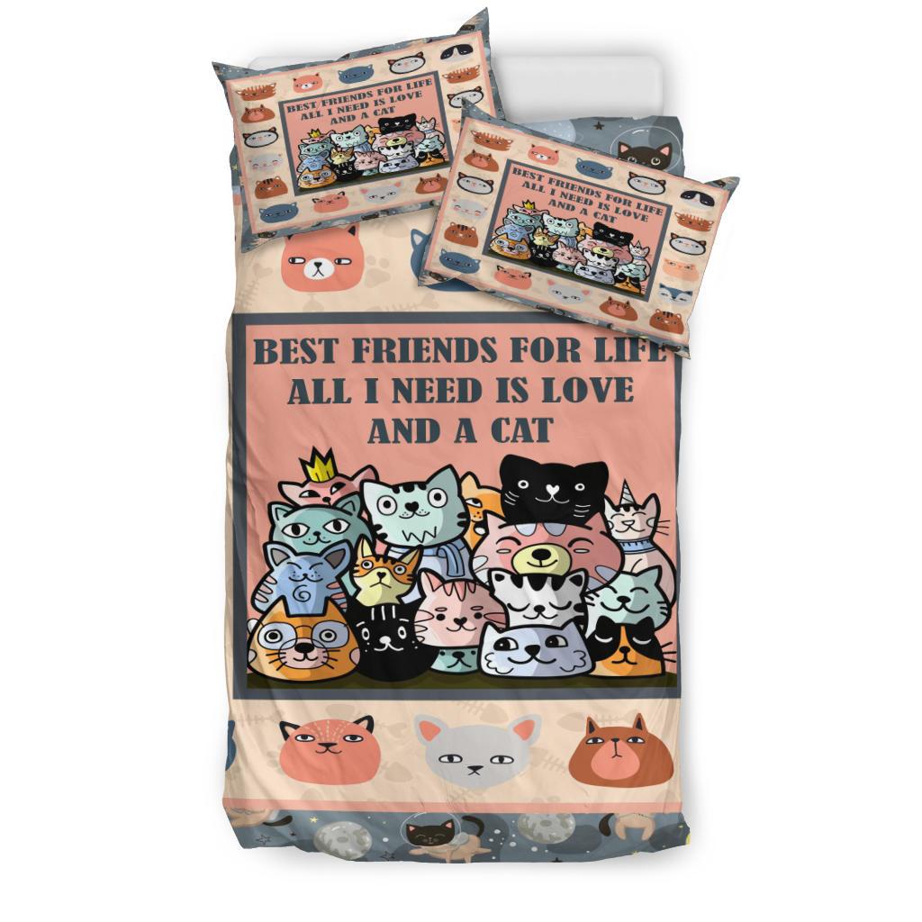 Cat Head Best Friend Bedding Duvet Cover And Pillowcase Set