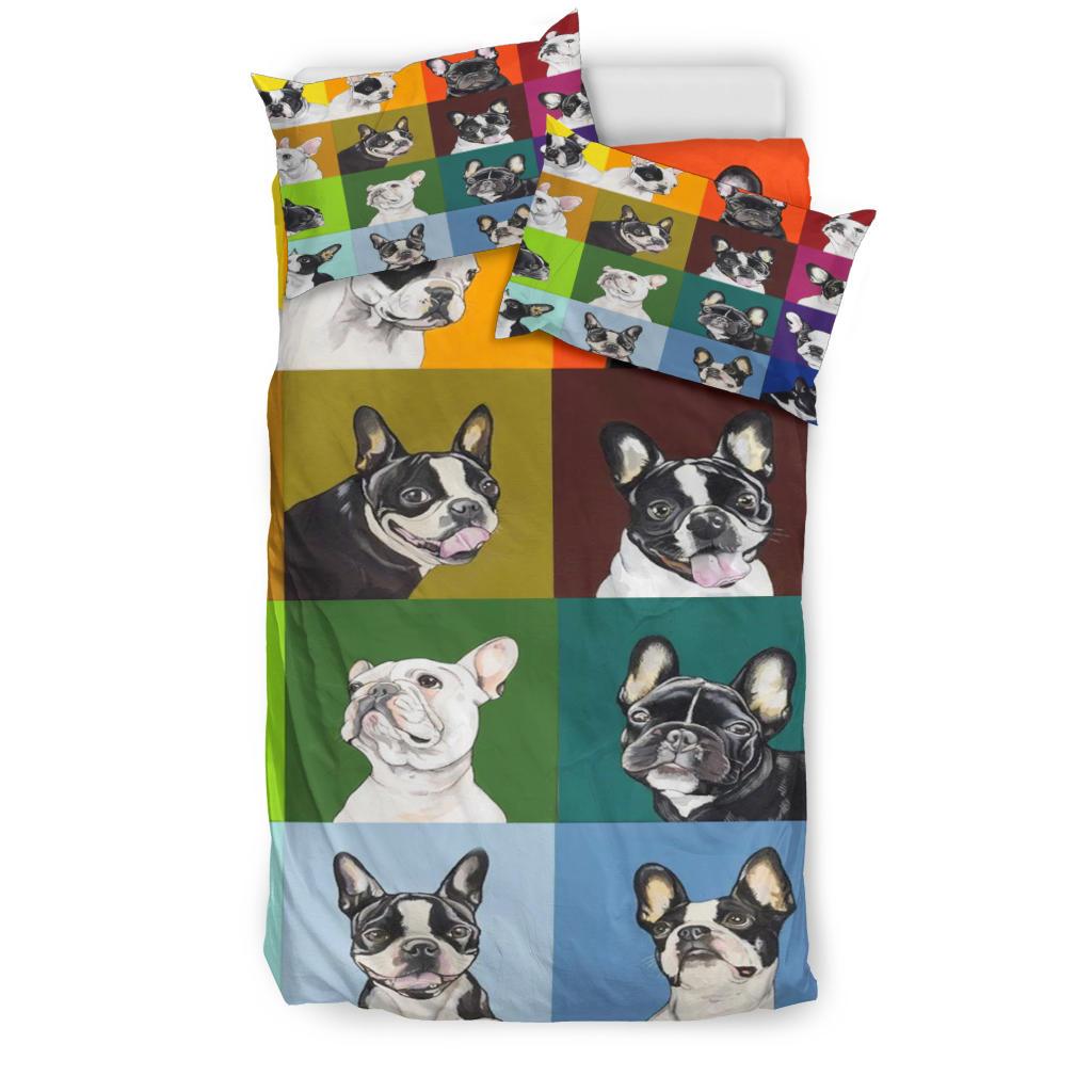 Colors Cute Frenchie Bedding Duvet Cover And Pillowcase Set