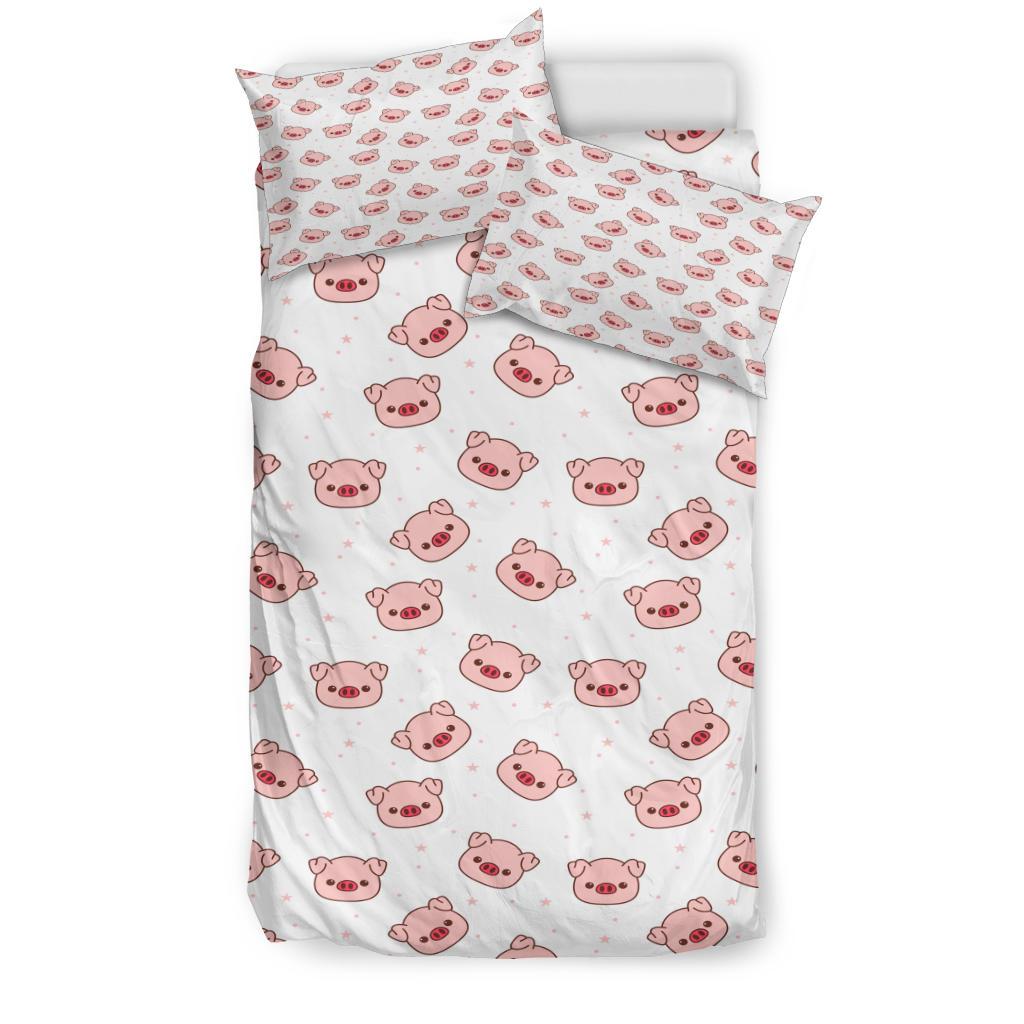 Cute Pig Head Pattern Bedding Duvet Cover And Pillowcase Set