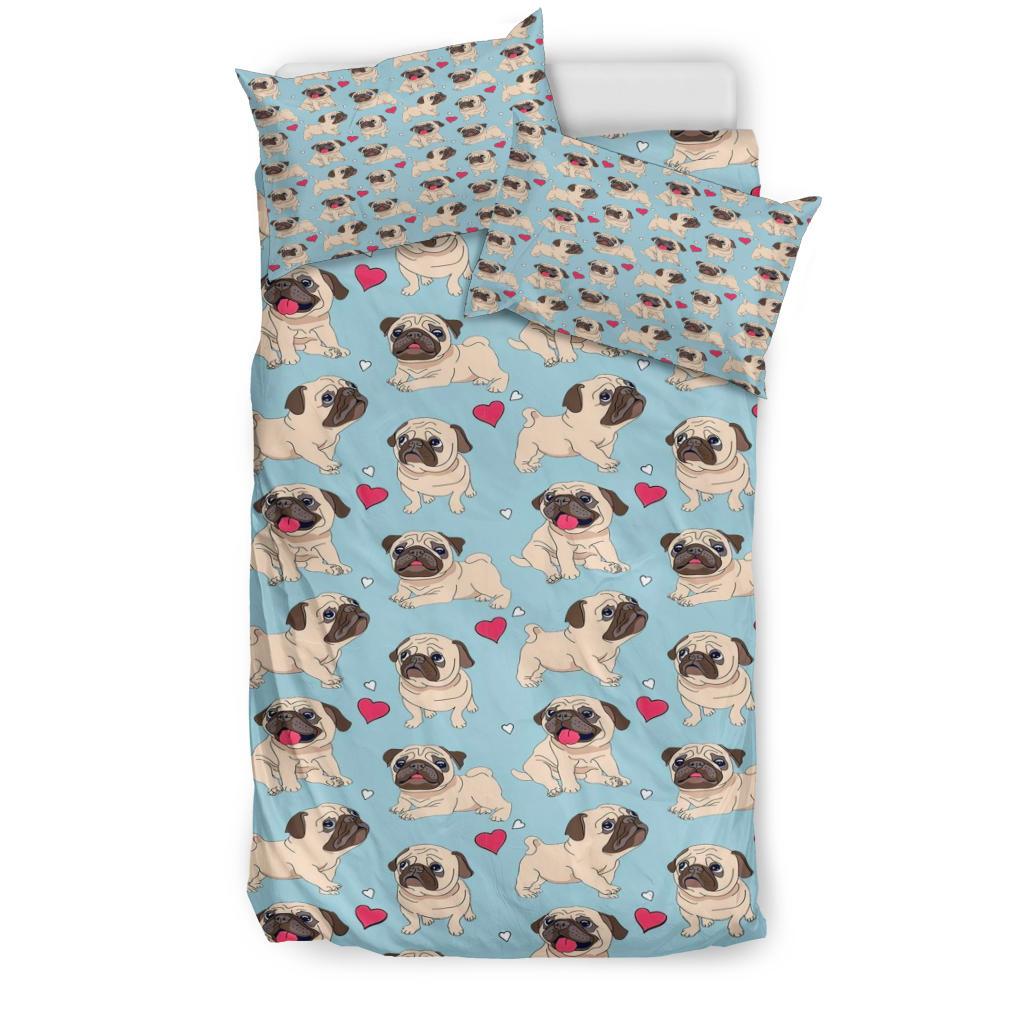 Cute Pug Pattern Bedding Duvet Cover And Pillowcase Set