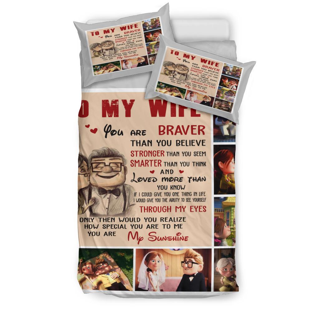 Quilt Carl & Ellie To My Wife You'Re Brave Bedding Duvet Cover And Pillowcase Set