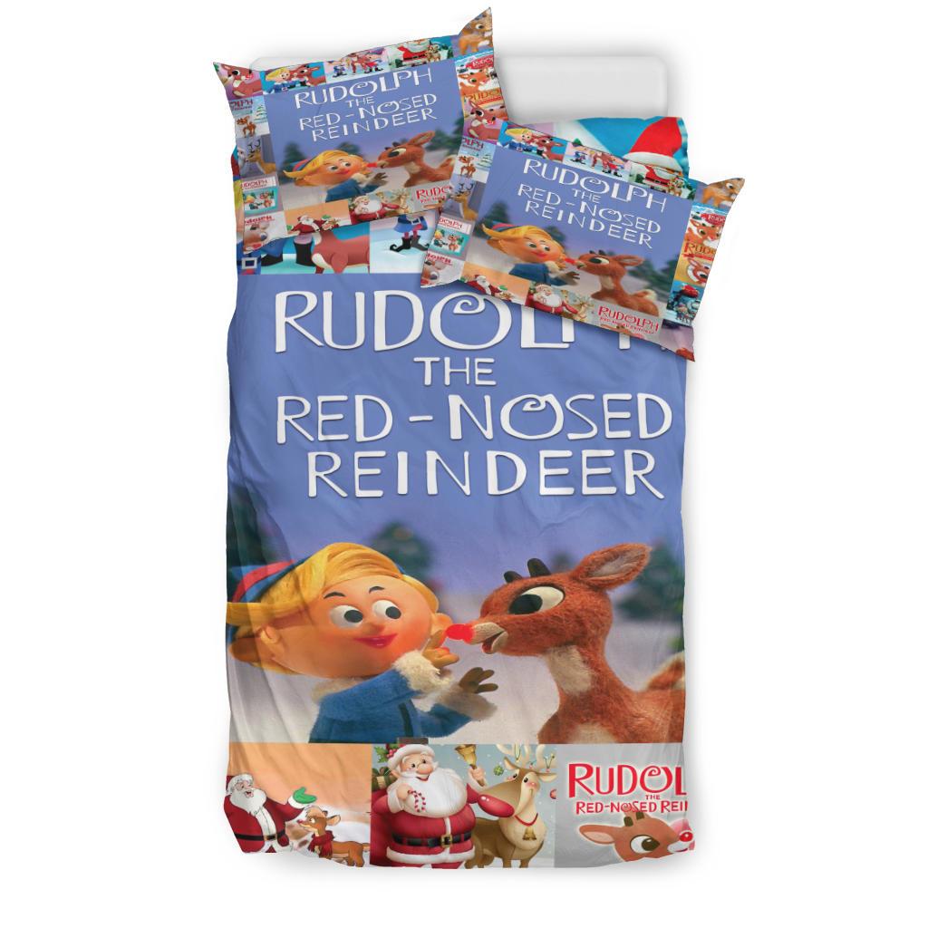 Rudolph The Red Nosed Reindeer Quilt Bedding Duvet Cover And Pillowcase Set