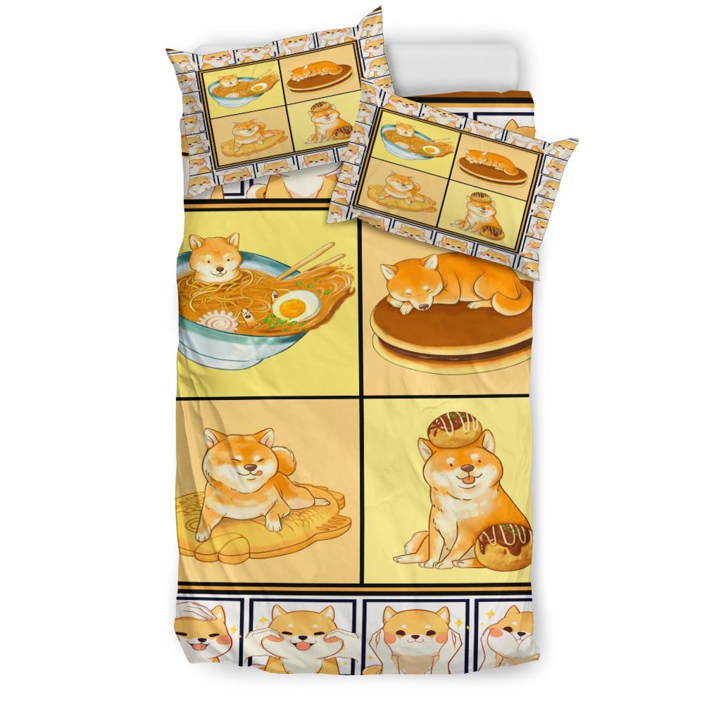 Adorable Shiba Food Bedding Duvet Cover And Pillowcase Set