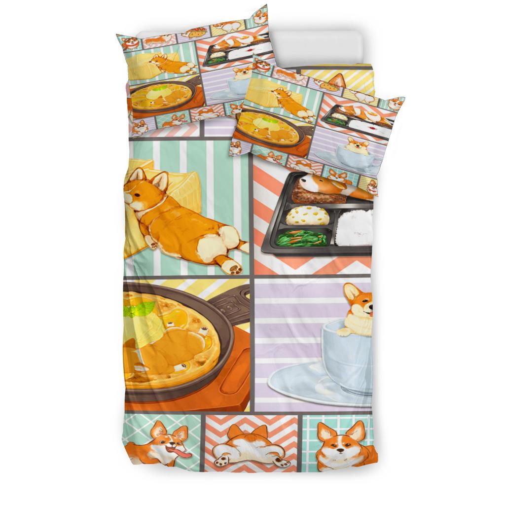 Corgi The Food Bedding Duvet Cover And Pillowcase Set