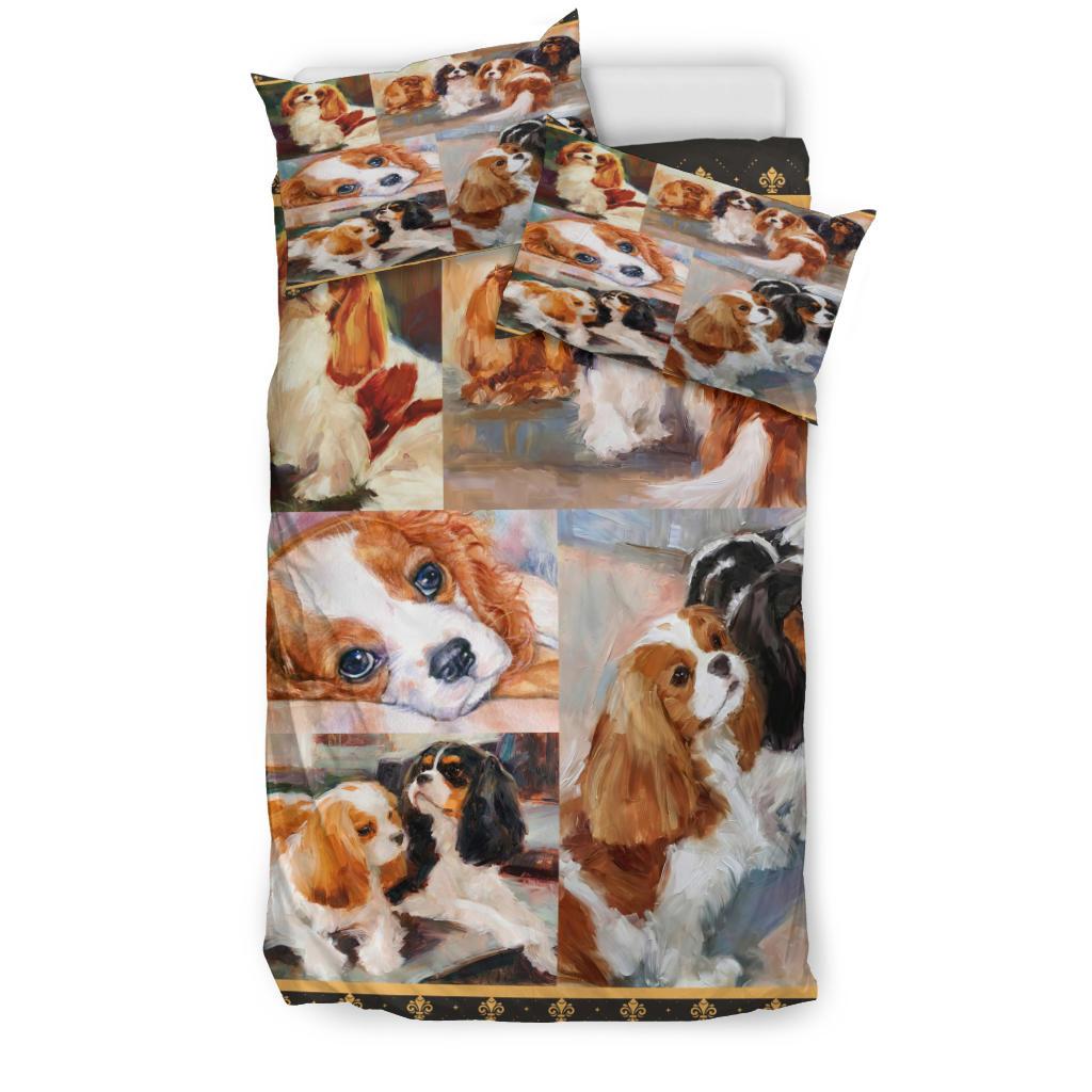 Limited Edition Quilt Cavalier King Charles Spaniel Dog Bedding Duvet Cover And Pillowcase Set