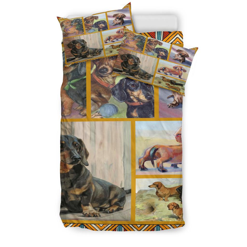 Limited Edition Quilt Dachshund Dog Bedding Duvet Cover And Pillowcase Set