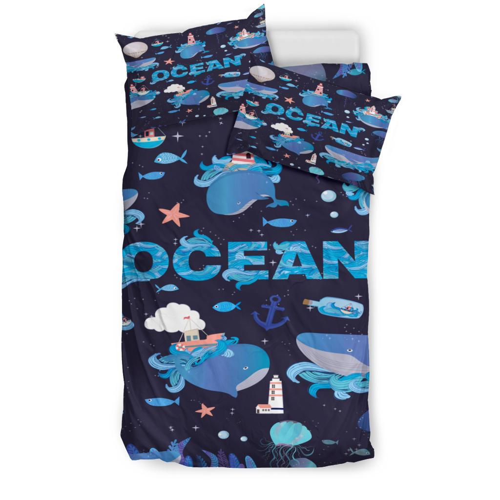 Ocean Dark Bedding Duvet Cover And Pillowcase Set