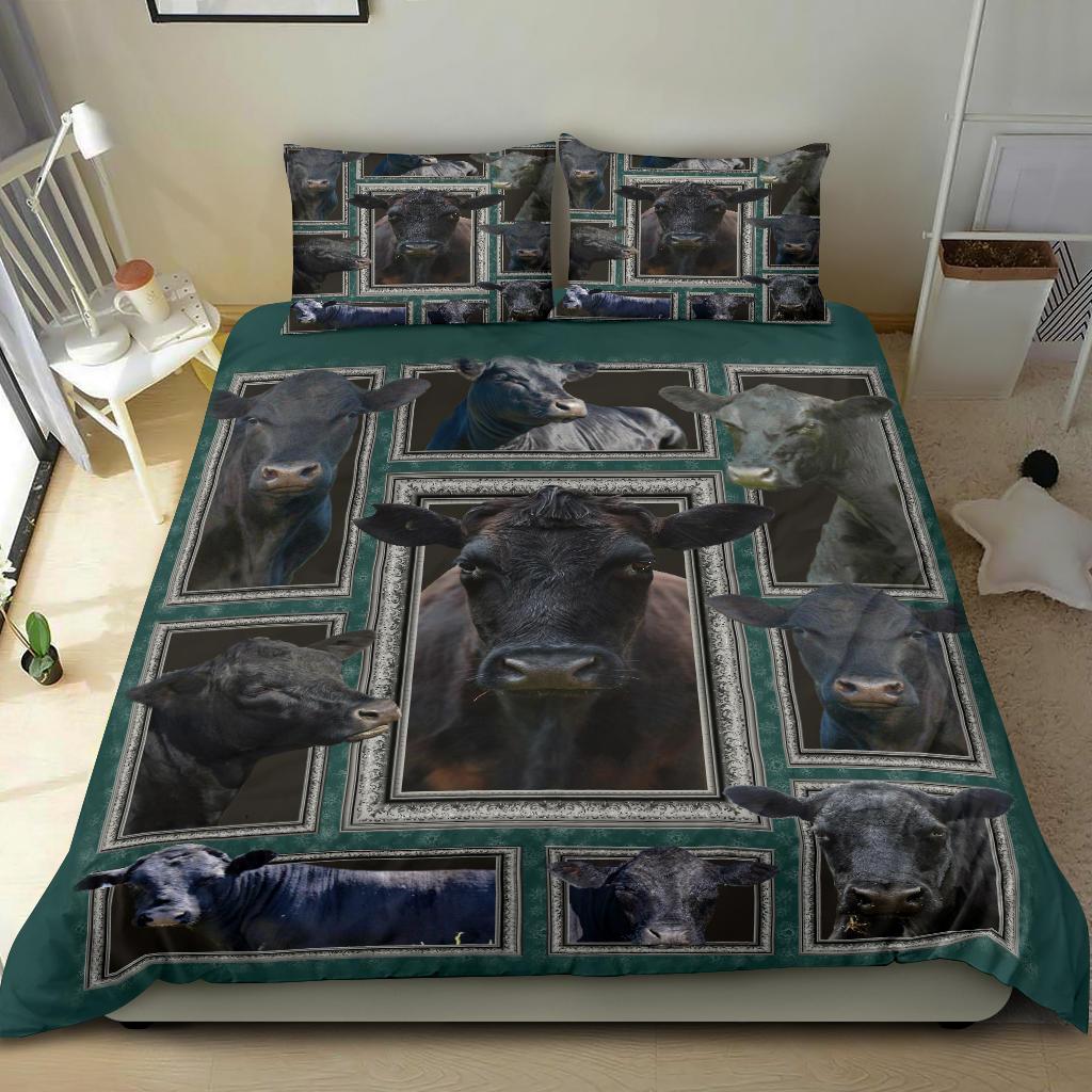 Black Cow 3D Quilt Bedding Duvet Cover And Pillowcase Set