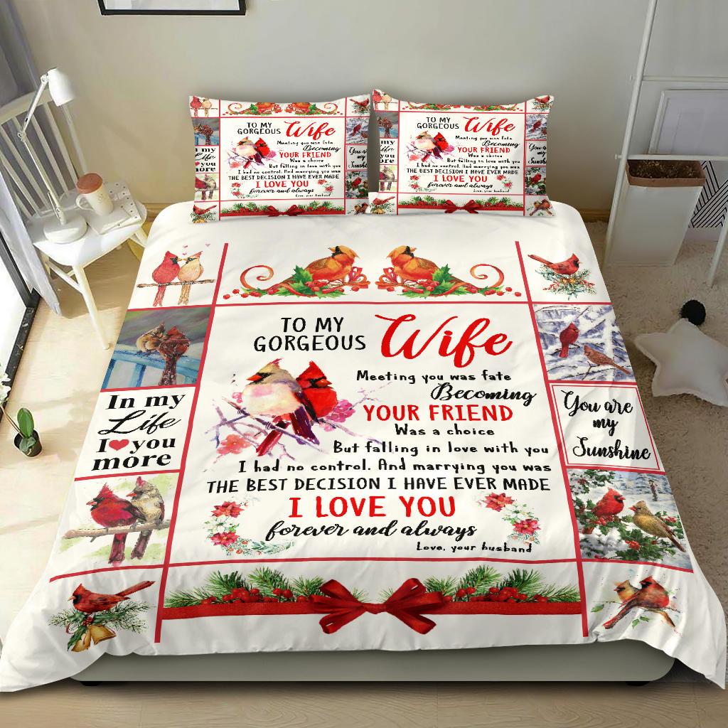 To My Gorgeous Wife Bedding Duvet Cover And Pillowcase Set