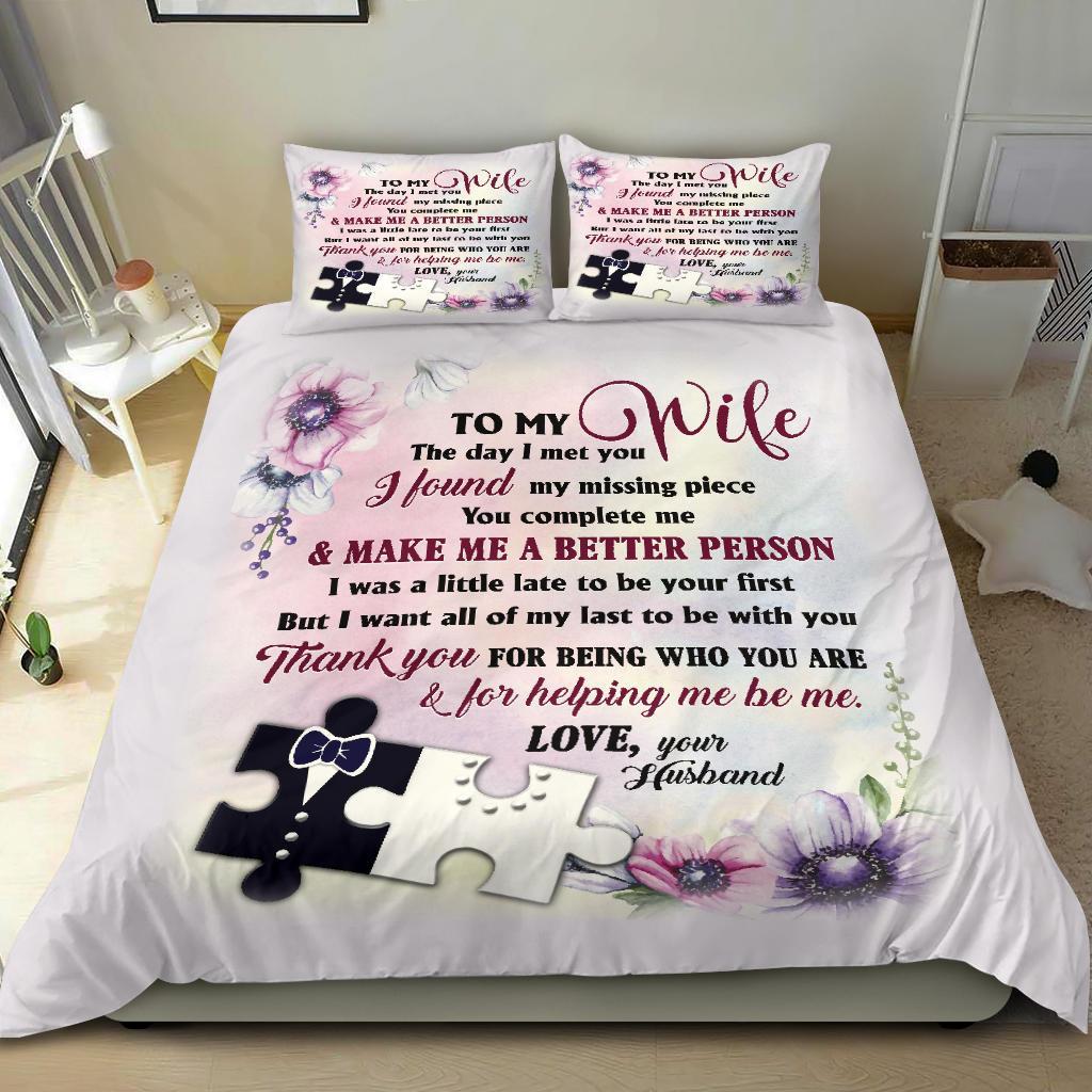 2022 To My Wife New Bedding Duvet Cover And Pillowcase Set