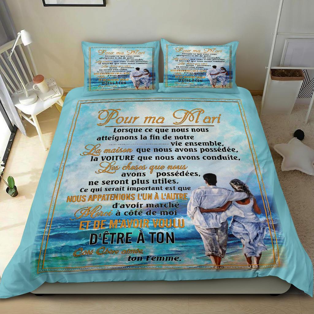 To My Husband Beach Art Bedding Duvet Cover And Pillowcase Set