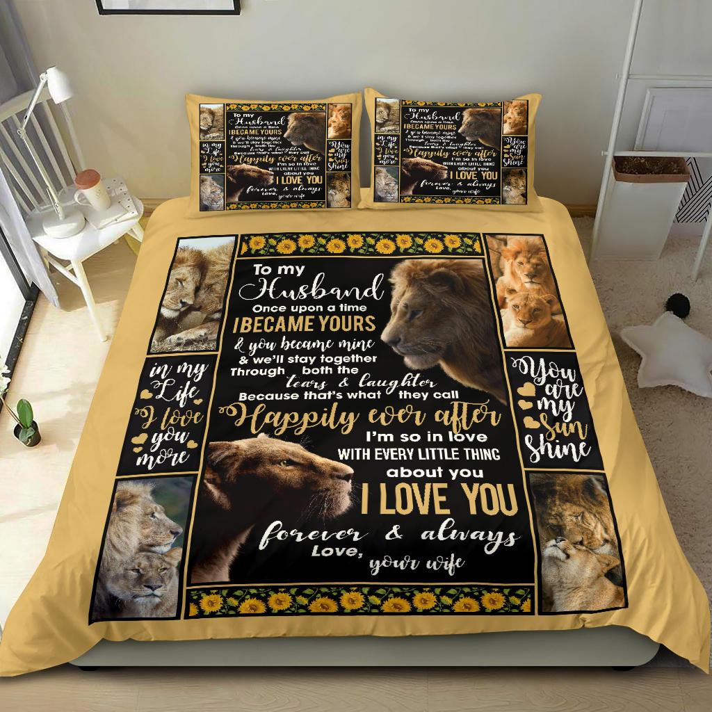 To My Husband Lion Bedding Duvet Cover And Pillowcase Set
