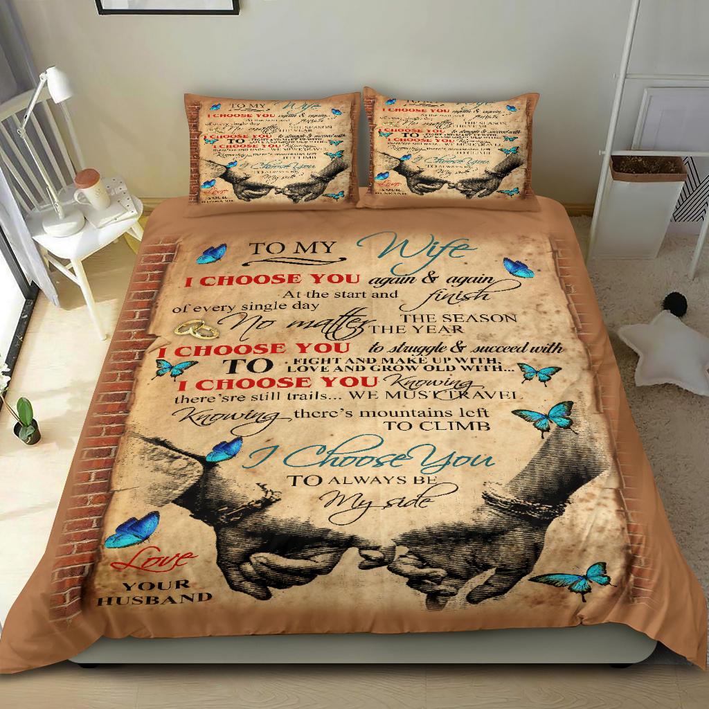 To My Wifequilt Butterfly Bedding Duvet Cover And Pillowcase Set