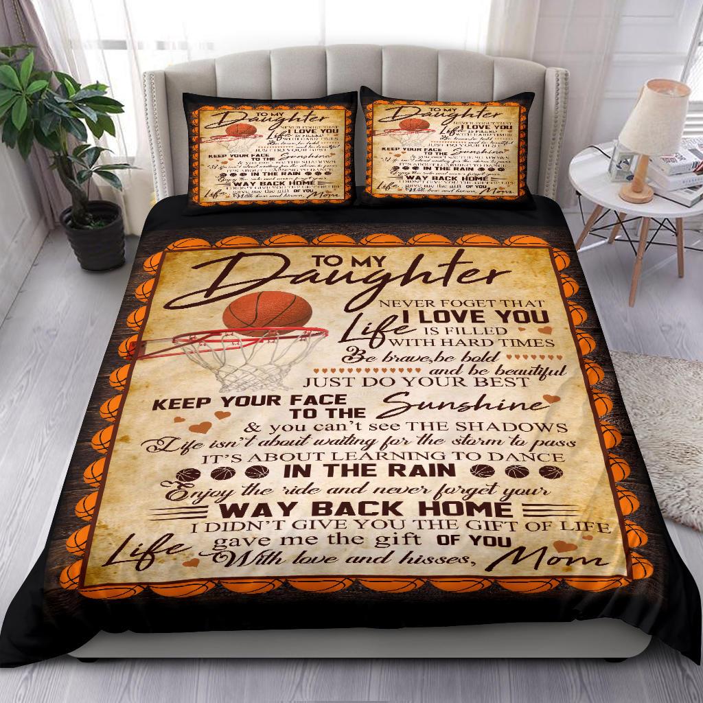 Baseketball To My Daughter Quilt Bedding Duvet Cover And Pillowcase Set